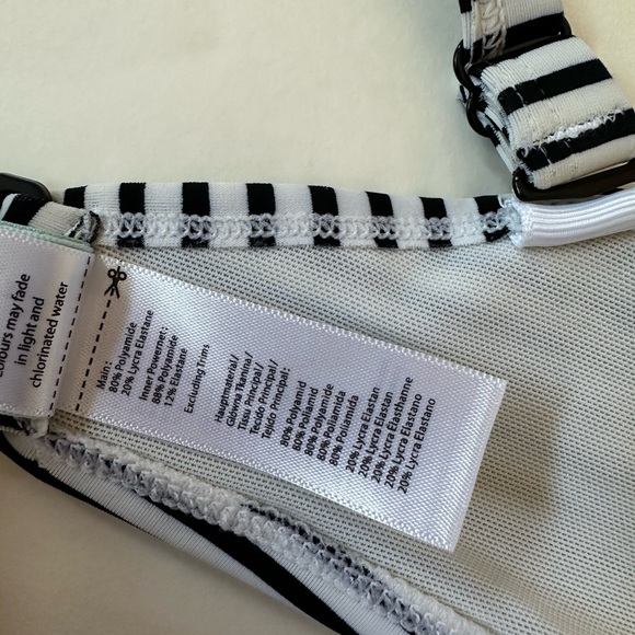 Panache Bikini Swim Top Removable Strap Black and White Stripes Size 34FF - Picture 11 of 12